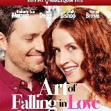 Movie poster for 'The Art of Falling in Love' featuring two smiling characters in close-up, conveying a romantic theme.