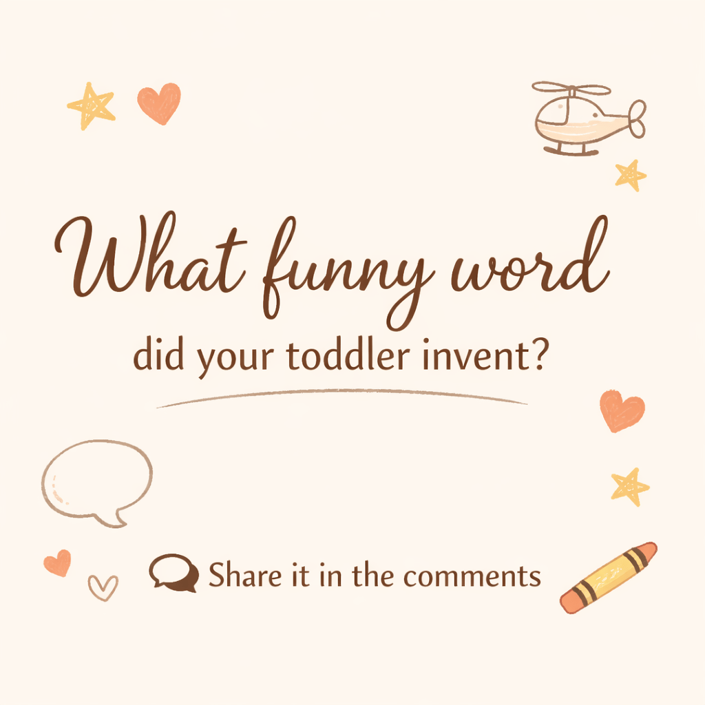 What Creative Words Did Your Toddler Invent?

If you have ever smiled and nodded while your toddler asked for lipslick or pointed excitedly at a fire wee, you know that children have their own magical language. These sweet mispronunciations do not last forever, but they remain in our hearts and family memories.

 After recently watching old videos from my children’s early years, I found myself reminiscing about the many original words they created while learning to speak. That trip down memory lane sparked a curiosity in me — just how many wonderfully creative toddler words are out there?
.  

Those precious one-of-a-kind  words fade far too quickly, but the memories live on.  Did your child/children have special words for everyday things?  Children have a way of turning everyday words into something unforgettable.  What words did your toddler invent?  

Let’s have some fun together!  
If your toddler ever asked for lipslick, spotted a fire-wee, or invented their own version of a word, I would love to hear about it!  Drop your toddler’s funny, sweet, or creative words or phrases in the comments. Bonus – include what they meant and how old they were at the time.

Childhood words are fleeting, but shared memories last forever.

